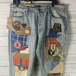 NWT Polo Ralph Lauren 31 Avery Patch Boyfriend Non Stretch Jeans